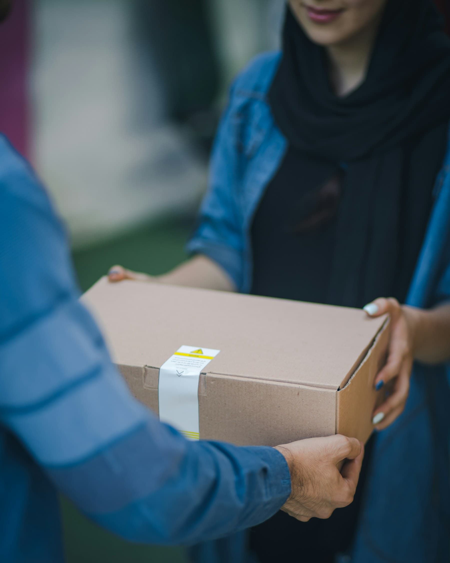 Received order handed off in a sealed box